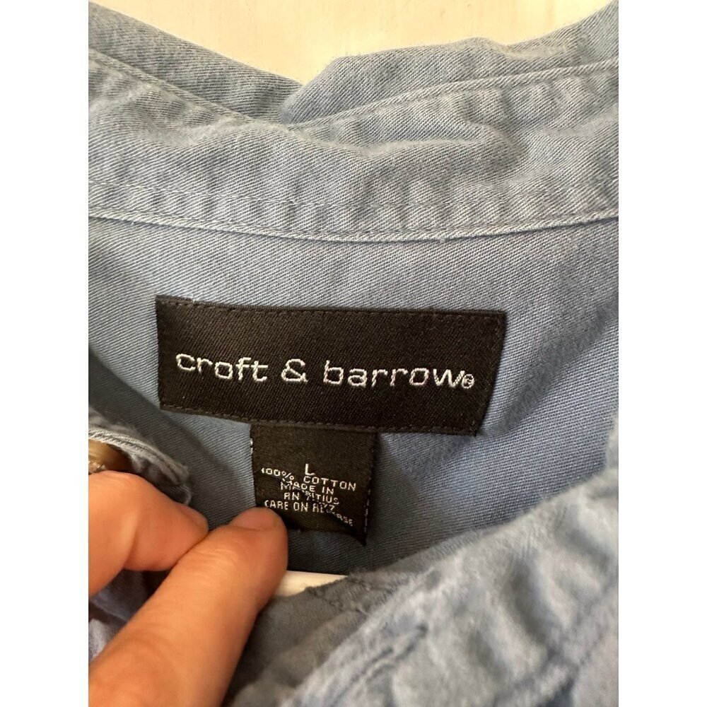 Croft & Barrow men’s size large blue button-down shirt - Picture 4 of 7